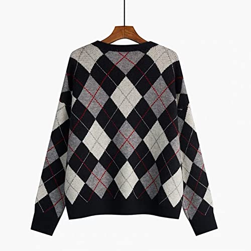 Image of Women's Long Sleeve Cardigan Sweater,Cute Y2K Top Knit Colorful Patterned V Neck Button Outwear S~XL
