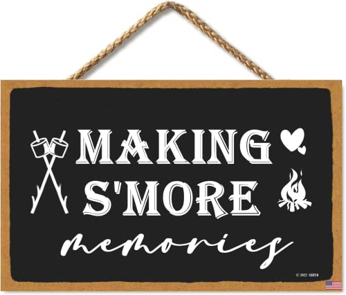 SEIFUD Estilo campestre decoración de pared de campista letreros de madera para hacer recuerdos de S'more colgando placa de pared letrero de 11 x 6 pulgadas decoración del hogar presente (CA7US-011)