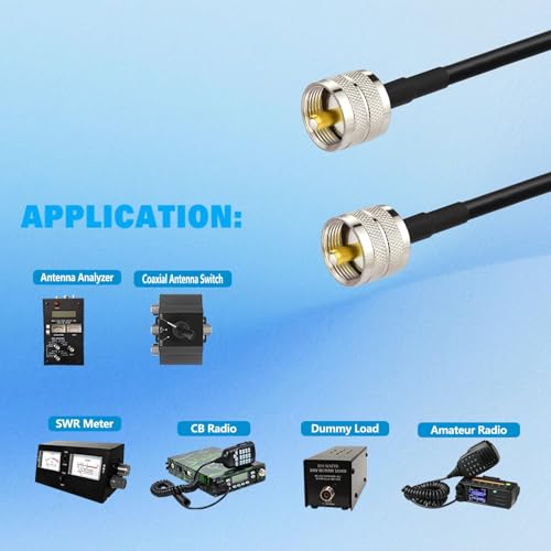 Image of Superbat PL259 Cable 25ft RG8X Coaxial Cable PL-259 UHF Male Coax Jumper | 50 Ohm for CB Radio Antenna Analyzer Dummy Load SWR Meter Coax Switch Tuner UHF Duplexer etc.