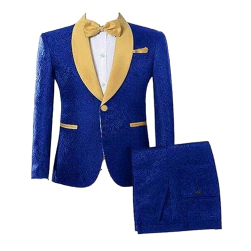 Costume homme jacquard floral de cérémonie avec veste dîner revers de châle et pantalon chic