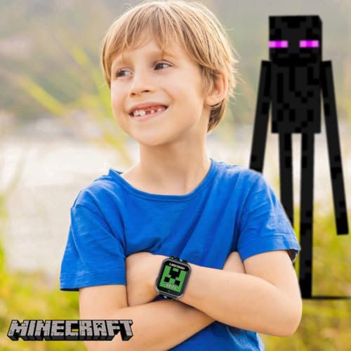 Minecraft Kids Smart Watch - Interactive Touchscreen with Games, Camera, Step Counter, Alarm, Timer, Voice Recorder, and Cool Minecraft Silicone Strap - Fits Wrists 5.5" to 8.0" by Accutime - Used condition - US$24.82