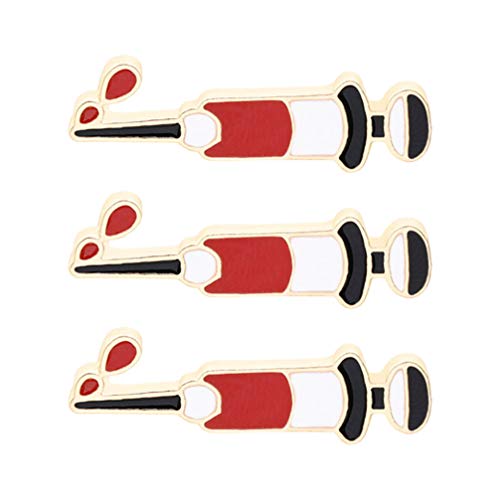 PRETYZOOM 3pcs Syringe Brooch Pin Medical Lapel Pin Brooch Badges Clothing Bags Injector Shape for Graduation Doctor Nurse Student Gift Favors