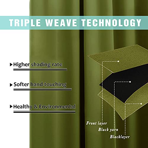 Image of NICETOWN 100% Blackout Curtain Panels, Thermal Insulated Black Liner Curtains for Nursery Room, Noise Reducing and Cold Blocking Drapes for Windows (2 PCs, Olive Green, 52-inch Wide by 63-inch Long)