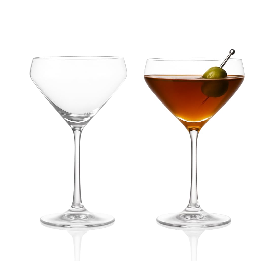 LEMONSODA Hand Blown Nick &amp; Nora Classic Martini Glasses, Set of 2