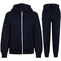 A2Z 4 Kids Girls Boys Tracksuit Plain Camouflage Fleece Hooded - T.S Plain Navy 3-4.