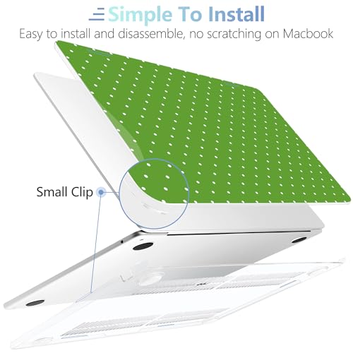 Image of MEEgoodo Case for M5 /M4 /M3 /M2 MacBook Air 13 inch 2026 2025 2024 2022, Fit Model A3449 /A3240 /A3113 /A2681, Case Compatible with MacBook Air 13.6-inch, White Dots & Green