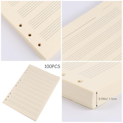 Papel manuscrito de pentagrama interlineado 3mm que no traspasa 2