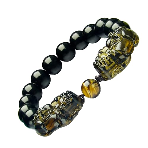 Feng Shui Pixiu Black Obsidian for Men Women – Good Luck, Wealth, Abundance & Energy Protection, Fengshui Jewelry for Money, Gift for Luck and Success
