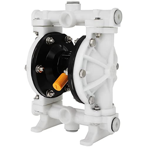 Air Operated Double Diaphragm Pump 1/2 inch Inlet Pneumatic for Chemical QBK-15 10 GPM Dual Diaphram Polypropylene Nitrile Rubber by Stainless Steel Plastic Max 100 PSI