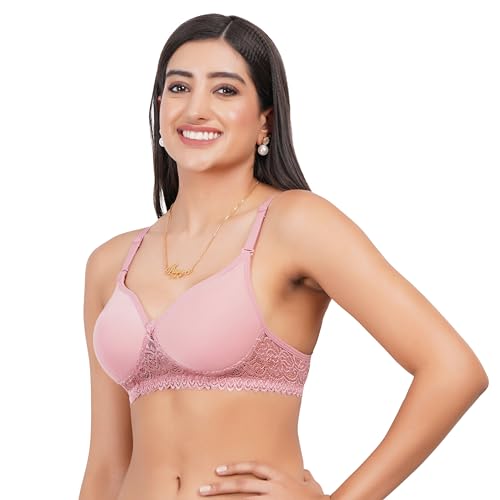 Image of Lace Padded Everyday Padded Bra for Women - Made of Pure Cotton Full Coverage Over Size Non Wired Pushup Soft Cup for T-Shirt Saree Dress Sports Garment for Daily Use Everyday