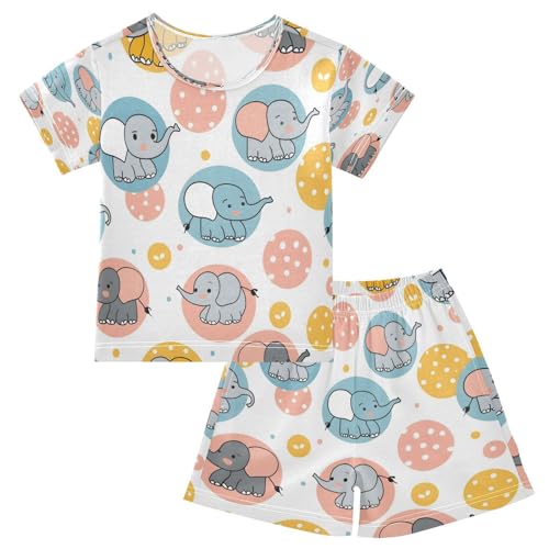 senya Short Sleeve Pajamas Sets Summer Cotton Sleepwear Circle Cute Elephant