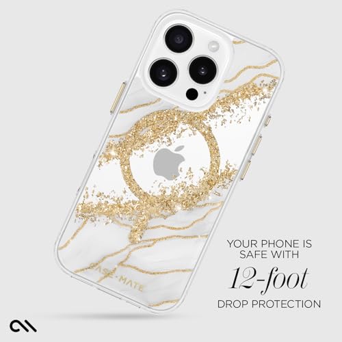 Case-Mate iPhone 16 Pro Case [Compatible with MagSafe] - Stylish Marble Phone Case with 12ft Drop Protection - Premium Magnetic Cover for iPhone 16 Pro - Karat Granite - image 3