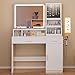 YITAHOME Vanity Desk with Mirror and Light, Makeup Vanity Set with Jewelry Organizer, Drawers, Cabinet and Lots Shelves, 3 Color Adjustable Lighting, Dressing Table for Bedroom, Dressing Room, White