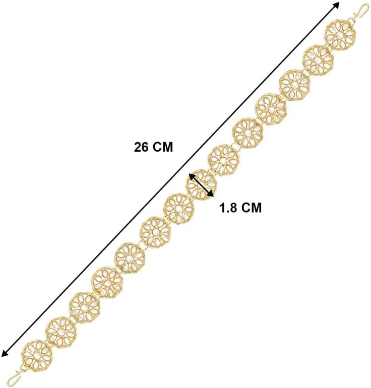 Aheli Gold Plated Kundan Studded Maatha Patti Sheeshphool Hair Accessories Fashion Ethnic Jewellery Gift for Women
