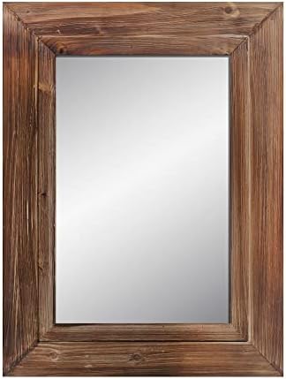 Barnyard Designs 24x32 Dark Wood Farmhouse Wall Mirror, Wooden Large Rustic Wall Mirror, Bedroom Mirrors for Wall Decor, Decorative Dark Wood Wall Mirror Living Room or Bathroom Vanity, Brown