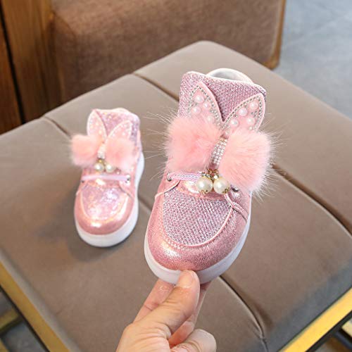 EnJoCho Little Girls LED Cartoon Infant Luminous Kids Baby Shoes Sport Toddler Rabbit Baby Shoes for Children 0 to 4 Years (Pink-1#qy, 3-3.5 Years)4