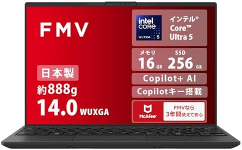 （15:30時点） FMV ノートパソコン 日本製 3年保証 Copilot+ AI Note U WU1-L1 (Copilotキー搭載/Win 11/14.0型/Core Ultra 5/16GB/SSD 256GB/Officeなし) AZ_WU1L1_Z1169 K0A80000JP