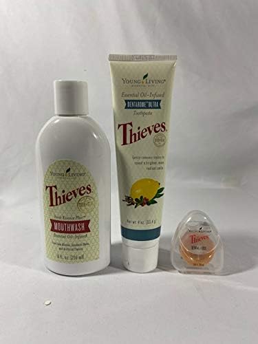 Thieves Oral Care Kit - Dentarome Ultra Toothpaste, Aromabright Mouthwash, Thieves Dental Floss by Young Living Essential Oils