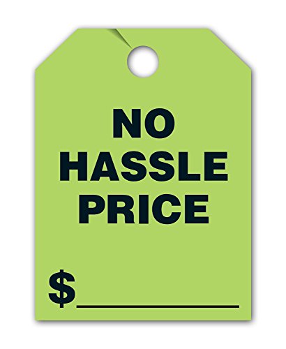 Donkey Auto Products No Hassle Price Mirror Hang Tags (50 per Pack) - Car Signs (Green)