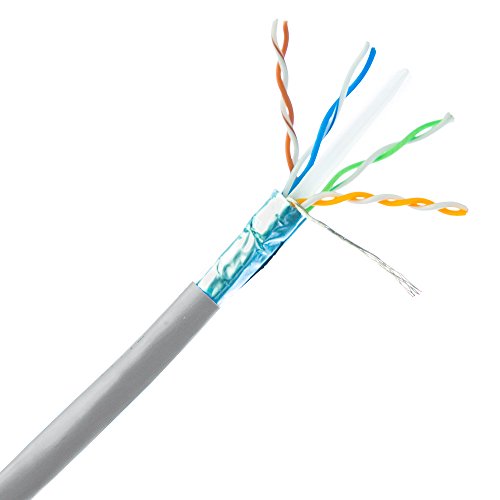 CableWholesale 1000 Foot Bulk Shielded Cat6 Gray Ethernet Cable, Stranded, 24AWG Network Cable, 4 pair Stranded Bare Copper, Shielded Twisted Pair (STP) Internet Patch Cable with Pull Box