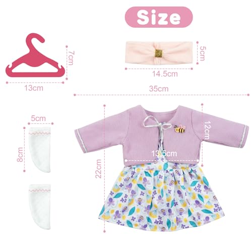 Aolso Baby Doll Clothes for 14-18 Inch/35-45 cm Dolls, 4-packs New Doll Clothes Outfits for Girls Birthday - Image 4
