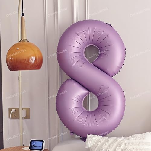 Image of 40 inch Matte Lavender Purple Birthday Number 4 Helium Foil Mylar Balloon | Helium Foil Mylar Four Balloon Purple Birthday Party Decorations Suitable 4st 4th Birthday Parties, Anniversary Celebration