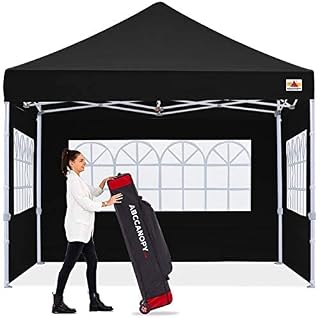 ABCCANOPY 2.5Mx2.5M Pop Up Gazebo Pop Up Outdoor Canopy Tent Party Tent Wedding Instant Shelter with Elegant Church, Bonus Carrying Case/Bag (Black)