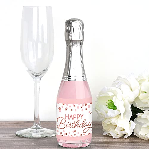 Calcomanías para botellas de vino de cumpleaños, etiquetas rosa y oro rosa para fiestas 2