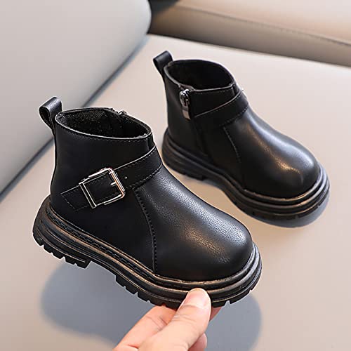 Girls Boot Cuffs Fashion Boots Girls' English Single Boots Side Zipper Boys' Fashion Buckle Short Boots4