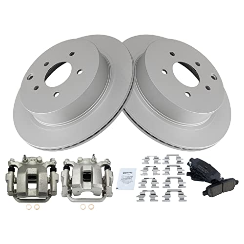 Image of TRQ Rear Brake Pad and Rotor Set Ceramic Vented Rotors Calipers | For 2003-2008 Infiniti FX35 FX45