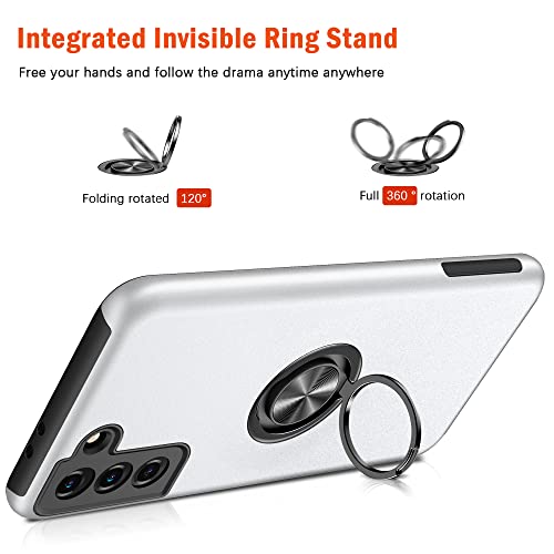 Funda para Samsung S22 con anillo metálico diseño sofisticado protección premium plata 3