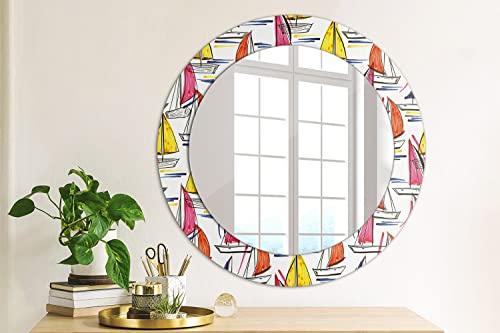 Miroir moderne sans cadre 60 cm avec impression de bateaux