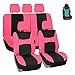 FH Group FB030115 Light & Breezy Cloth Seat Cover Set Pink/Black (Airbag & Split Ready)- Fit Most Car, Truck, SUV, or Van