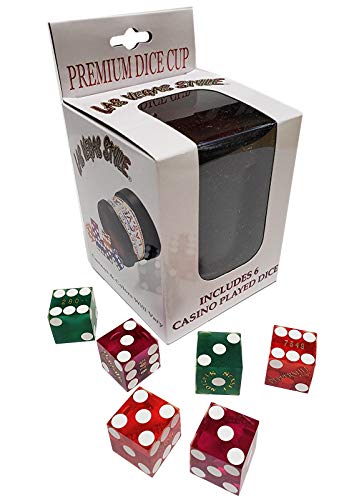 Cyber-Deals Premium Dice Cup with 3 Pairs 19mm Authentic Nevada Casino Table-Played Craps Dice