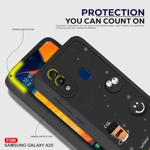 Image of AESTMO Back Case Cover for Samsung A20 / A30 / M10s Cover | Cute Fun Cartoon 3D Ball | Coffee Silicone Case | Full Body Protection | Camera Protection Back Cover for Samsung A20 / A30 / M10s (Black)