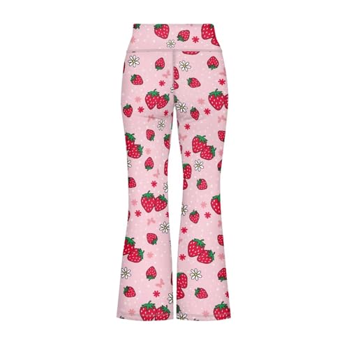 Image of Girls Leggings Floral Print High-Waisted Flared Pants 5-14 Years