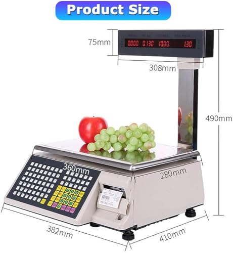 Báscula comercial con impresora y pantalla doble 30kg miniatura 7