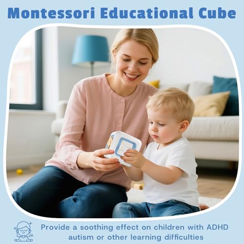 Image of bessome Busy Activity Cube for Fine Motor Skill Learning|Montessori Toys for 1 Year Old Boys Girls|Sensory Toys for Toddler 1-3|Travel Baby Toy for 12-18 Months|First Birthday Gift for 1 Year Old