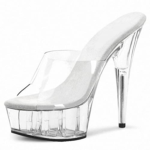 HYDgfiuf Frauen Klare High Heels Transparente Plateau Pantoletten Sandalen...