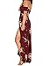 SVALIY Women Floral Off The Shoulder Split Chiffon Maxi Beach Dress Wedding Party (L, Red Wine)