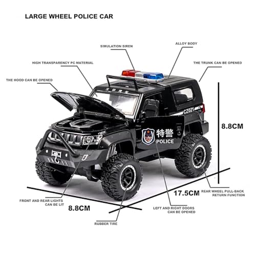 Image of 1:32 Scale Exclusive Alloy Metal Pull Back Die-cast Car Scale Model with Sound Light Mini Auto Toy for Kids Metal Model Toy Car with Sound and Light (Special Police - Multicolour)