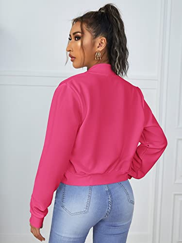 SweatyRocks Women's Casual Long Sleeve Solid Zip Up Coat Crop Bomber Jacket2