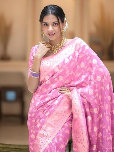 Image of Yashika Women's Pure Kanjivaram Silk Saree Soft Banarasi Style Wedding With Blouse Piece | Saree For Women | New Sari
