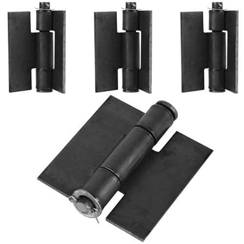 Weld On Hinges Extra Heavy Duty 4.4 x 4 Weldable Metal Butterfly Hinges Solid Steel Welding Butt Hinge Thickness 5mm for Heavy Metal Farm Garage Trailer Gates & Doors - 4 Pcs