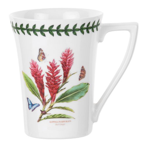 Portmeirion Exotic Botanic Garden 12oz Mandarin Mug | Red Ginger Motif | Fine Earthenware | Dishwasher, Microwave, Freezer and Oven Safe | Made in England