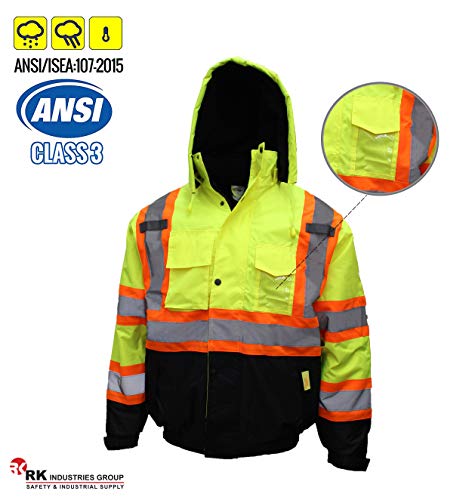 New York Hi-Viz Workwear WJX7012 Men's ANSI Class 3 High, Neon Lime, Size Large