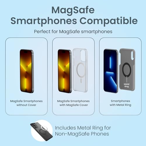 Image of Portronics Clamp M4 Prime Magnetic Car Phone Mount with Strong Suction Cup, 360 Rotation, 90 Tilt, Windshield & Dashboard Mount, Metal Ring Included, Fits 5.4-6.7 Inch Smartphones, Black