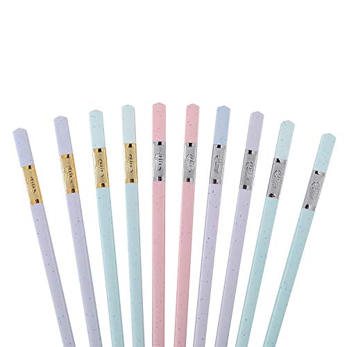 AFUHOM Fiberglass Chopsticks, Reusable Japanese Chinese Korean Chop Sticks Dishwasher Safe, Non-slip, 9 1/2 inches