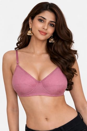 Image of Women's Cotton Medium Padded Bra | Soft & Breathable Fabric | Full Coverage Everyday Comfort Bra | Adjustable Straps & Back Hook Closure