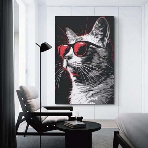 Poster chat pop art 60x90cm toile minimaliste décoration salon